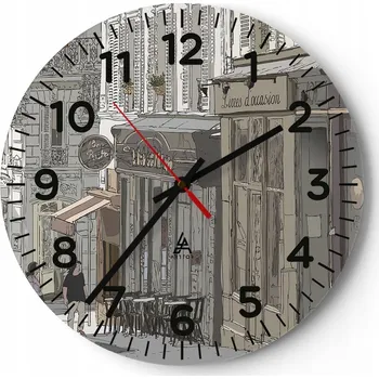 Hodiny Kuchyňské nástěnné hodiny 30x30 Architektura Moderní skleněné hodiny Tiché