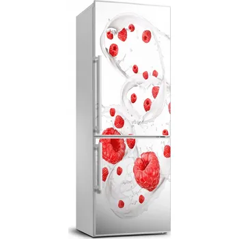 Fototapeta Samolepka na lednici fólie Mléko a maliny 70x190 cm