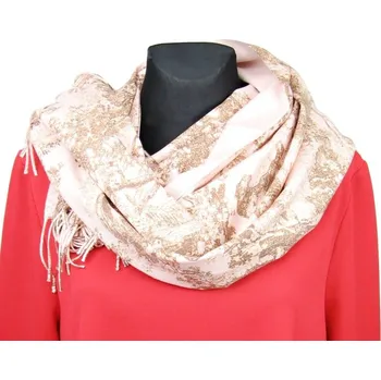 Šála Dámská šála růžovohnědá se zvířaty a stromy 2v1 (Oboustranný dámský šál )