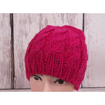 Čepice OSTATNÍ Čepice zimní pletená dámská / dívčí tm. růžová