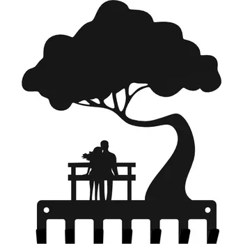 Věšák Věšák na klíče PÁR V PARKU STROM loft černý