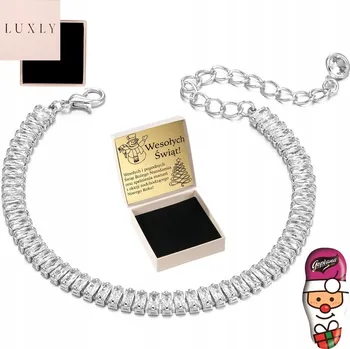 Náramek DÁMSKÝ STŘÍBRNÝ NÁRAMEK 925 S NASTAVITELNOU DÉLKOU KŘIŠŤÁL KRÁSNÝ S GRAVÍROVÁNÍM DÁREK