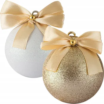 Vánoce OZDOBY NA CHOINKU VÁNOČNÍ BAŇKY VÁNOČNÍ OZDOBY NA STROMEČEK NEROZBITNÉ ZLATÉ BÍLÉ 6 CM