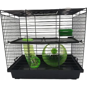 Klec pro křečka, hlodavce s tubou, kolotočem a miskou