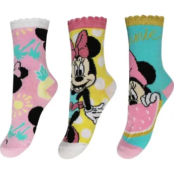 Disney Minnie Dětské ponožky Minnie Mouse 3 páry, různé velikosti Barva: Varianta A, Velikost: 23/26