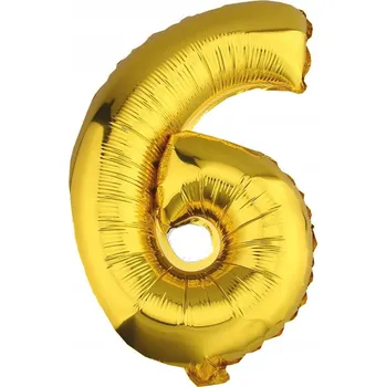 Balónek FÓLIOVÝ BALÓNEK ZLATÝ ČÍSLICE 6 100 CM NAROZENINY OSLAAVY