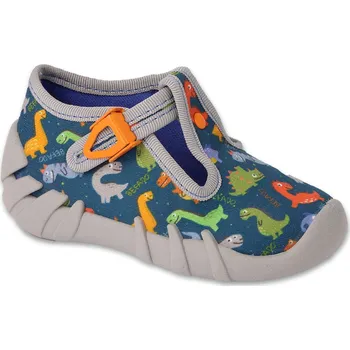 Dívčí bačkory Bačkůrky papučky botičky Befado 110N495 modré DINO, na přezku velikost: 26