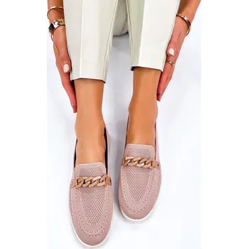 Dámská obuv Mokasíny z perforovaného materiálu růžové