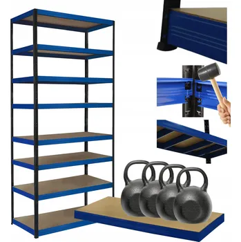 Dílenský regál Kovový regál skladový stojan HELIOS 270x100x30cm 8 polic x 400kg ODOLNÝ VYSOKÝ