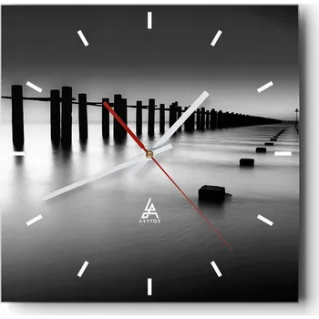 Hodiny Velké nástěnné hodiny 40x40 Krajina Skleněné hodiny Tiché