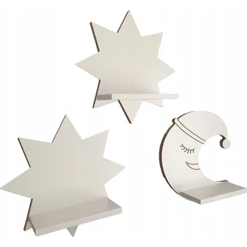 police Měsíční police s hvězdičkami Moliland bílé, 3 ks