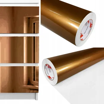Tapeta Samolepicí fólie na nábytek, měděná lesklá dekorativní Fólie z PVC – změna vzhledu nábytku