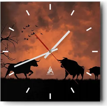 Hodiny Velké nástěnné hodiny 40x40 cm Zvířata Skleněné tiché hodiny