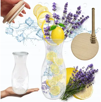 Sklenice Sklenice WECK / dřevěné víko KARAFA 1l LÁHEV