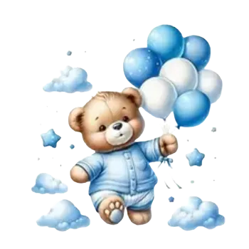 Nažehlovací obrázek - medvídek s balónky II (8,0 x 8,0 cm)