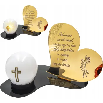 Smuteční dekorace Hřbitovní Svíčka LED SOŠKA Zlatá NA HŘBITOV HROB Velká věčná lampa na hrob