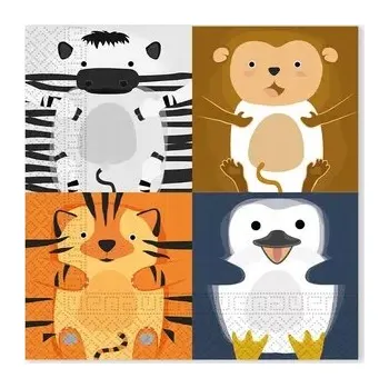 Papírový ubrousek PAPÍROVÉ UBROUSKY ZOO ZVÍŘATA ZVÍŘÁTKA 33 CM 20 KS