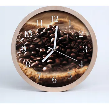 Hodiny Nástěnné hodiny z překližky Tiché Zrnková káva Kuchyně
