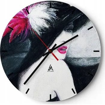 Hodiny Velké nástěnné hodiny na zeď 40x40 Žena Skleněné hodiny Kulatý Tiché