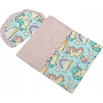 Povlečení POVLEČENÍ DO KOČÁRKU PRO PANENKY BAVLNA PEŘINKA POLŠTÁŘEK DO POSTÝLKY VOLÁNKY