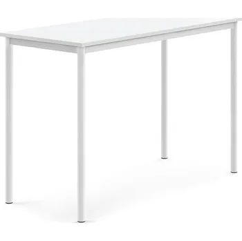 Jídelní stůl Stůl SONITUS, 1400x600x900 mm, bílé nohy, HPL deska tlumící hluk, bílá