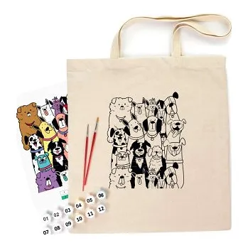 Bavlněná taška s motivem pro pomalování 38x42cm – Psi (Bavlněná taška s motivem pro pomalování 38x42cm – Psi)