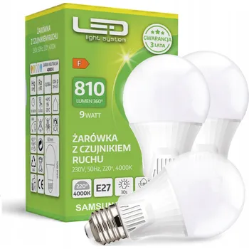 Žárovka 3x LED žárovka 9W Senzor Pohybu Soumraku 4000K