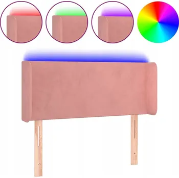 Čelo postele LED sametové růžové 103x16x78 cm