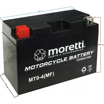 Motobaterie Akumulátor YT9 Moretti AGM (gelová) MT9-4 12V 9Ah