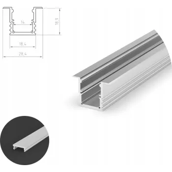 LED osvětlení ZAPUŠTĚNÝ PROFIL 2M STŘÍBRNÝ + MLÉČNÝ KRYT C9