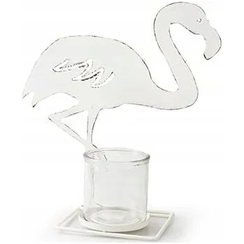 Obraz Retro svícen kov + sklo PLAMEŇÁK 33 cm bílý