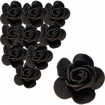 umělá květina ČERNÉ PĚNOVÉ RŮŽE DEKORAČNÍ OZDOBNÉ RŮŽIČKY 3,5 CM 10 KUSŮ