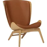 Umage Dubové křeslo The Reader s hnědou kůží