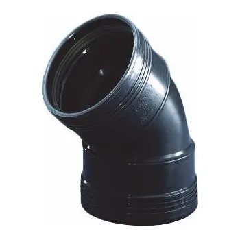 Černé PP koleno Ø 110 mm 45°, oboustranné hrdlo