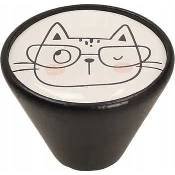 Nábytkové kování Dřevěná nábytková úchytka GAMET GD09 černá + kočka