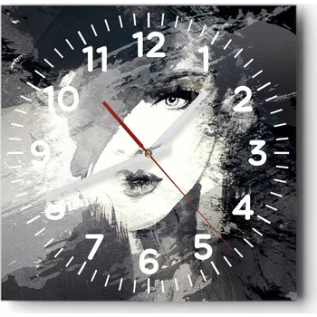 Hodiny Nástěnné hodiny do obýváku 40x40 Žena Bezhluké hodiny na skle Tiché