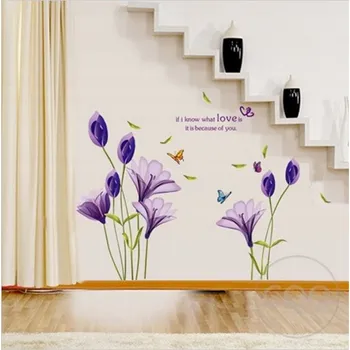 Samolepící dekorace Samolepka na zeď květiny fialové LILIE
