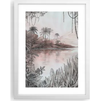 Obraz Obraz plakát v bílém rámu do obýváku 30x40 džungle foto plakáty na zeď