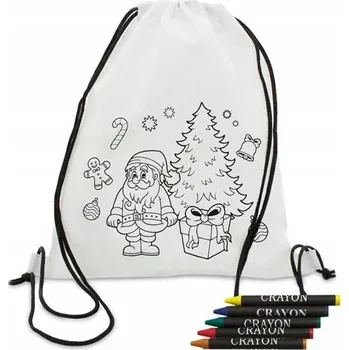 Obraz Vánoční vak batoh na dárky pro děti k malování s pastelkami