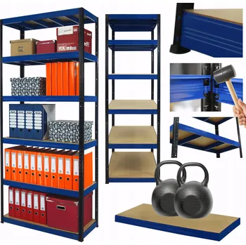 Dílenský regál Kovový regál do skladu HELIOS 213x90x35 cm, 6 polic, nosnost 275 kg na polici, kombinovatelný