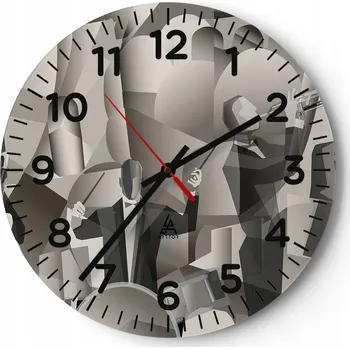 Hodiny Nástěnné hodiny do obýváku 40x40 Abstrakce Kulatý Skleněné hodiny Loft Tiché