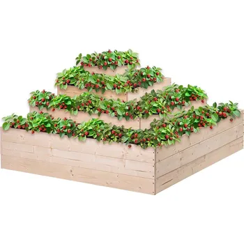 Vyvýšený záhon Rohový 4-patrový dřevěný záhon 120 x 120 x 60 cm