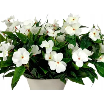 umělá květina Umělé Macešky, Fialky, Netýkavky - Květiny na Balkon, Terasa 38 cm - Bílá