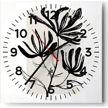 Hodiny Nástěnné hodiny do obýváku 40x40 Květina Tiché hodiny na skle Stylové tiché