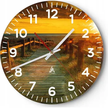 Hodiny Nástěnné hodiny do obýváku 40x40 Krajina Kulatý Skleněné hodiny Loft Tiché