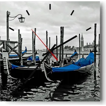 Hodiny Velké nástěnné hodiny na zeď 40x40 Město Skleněné hodiny Čtvercové Tiché