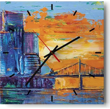 Hodiny Velké nástěnné hodiny 40x40 Abstrakce Skleněné tiché hodiny