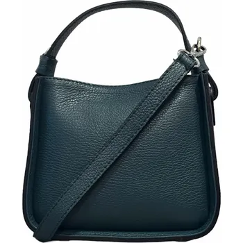 Kabelka Vera Pelle luxusní dámská menší kožená kabelka petrolejová 2133 dk D33 malá