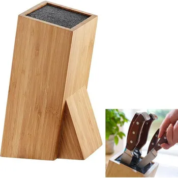 Stojan na nože Stojan na nože Bambus štětiny čtverec 10x10x26cm