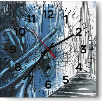 Hodiny Nástěnné hodiny do obýváku 40x40 Saxofon Bezhlučné hodiny na skle Tiché